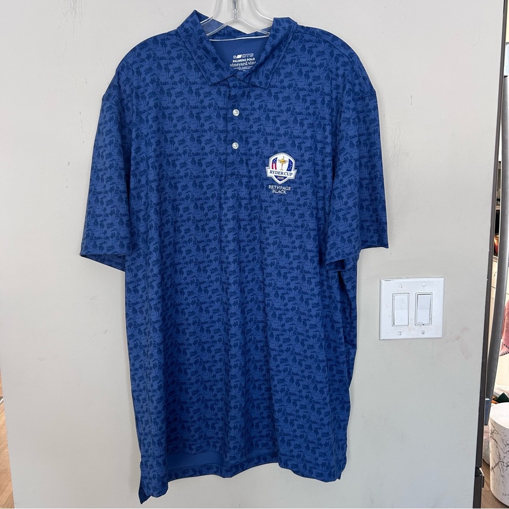 NWT Vineyard Vines Palermo Polo Blue shirt 2025 Ryder Cup Bethpage Black. Sz XXL